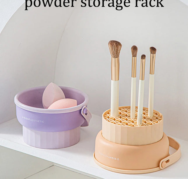 Makeup Brush Cleaning Bowl Beauty Egg Cleaning Tool Storage Set Brush Powder Puff Dry Cleaning Silicone Drying Shelf