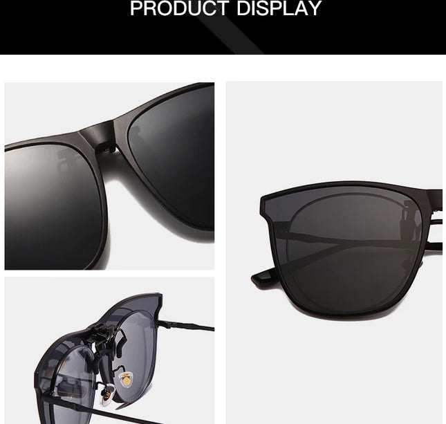 Men's Clip-On Polarized Sunglasses – Vintage Square Photochromic Night Vision Driving Glasses