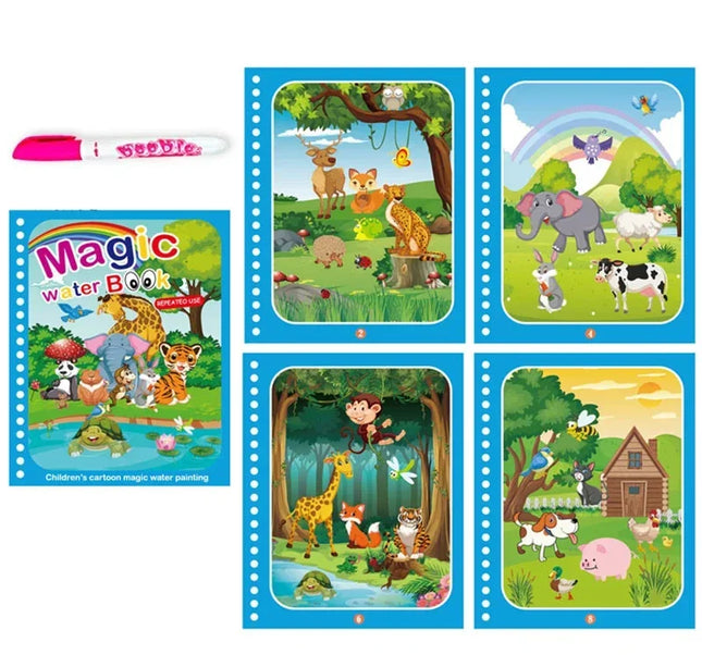 Children Early Education Toys Magical Book with Pen Water Drawing  Toys Gift Reusable Coloring Book Magic Drawing Book