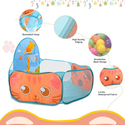 Portable Foldable Ball Pit Tent – Children's Indoor & Outdoor Play Tent with Basket for Holiday Gifts & Educational Fun