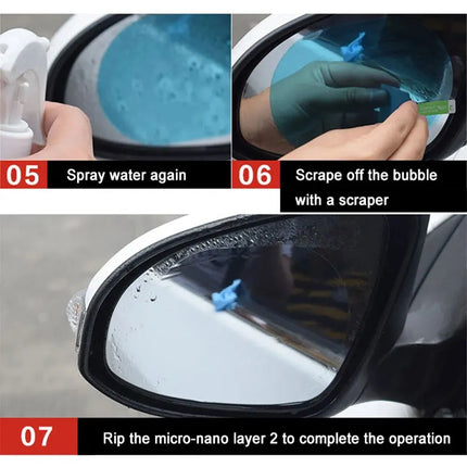 Rearview Mirror & Side Window Film – 2pcs Anti-Fog Rainproof Car Protection Stickers