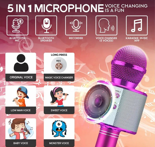 Fun Toys for 4-15 Year Old Girls, Handheld Karaoke Microphone for Kids Birthday Xmas Gifts for 8 9 10 11 Years Old Boys Girl