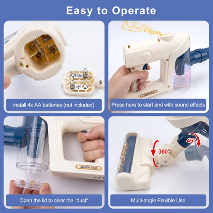 Electric Mini Vacuum With Light and Music Cleaner Simulation Housework Dust Catcher Educational Pretend Play Toys for Kids Gifts
