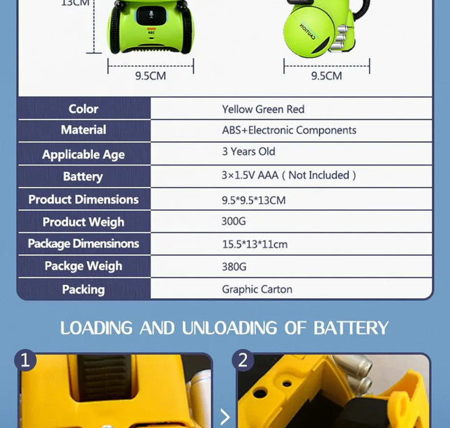 Intelligent RC Robot Toy – Interactive Voice & Touch Control with Russian, English & Spanish Versions for Educational Play