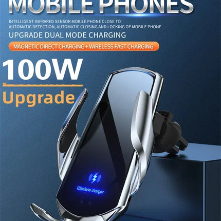 15W Car Magnetic Wireless Charger Automatic Car Mount Phone Holder For iPhone 16 15 For SamsungInfrared Induction Fast Charging