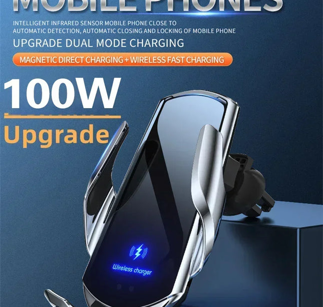 15W Car Magnetic Wireless Charger Automatic Car Mount Phone Holder For iPhone 16 15 For SamsungInfrared Induction Fast Charging
