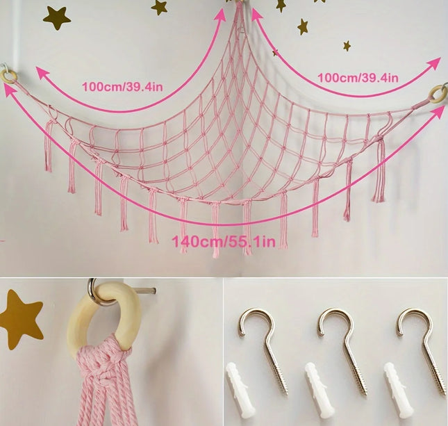 Large Capacity Stuffed Animals Hammock Net Macrame Boho Home Decorations Corner Toy Storage Organizer Plush Toys Hanging Net