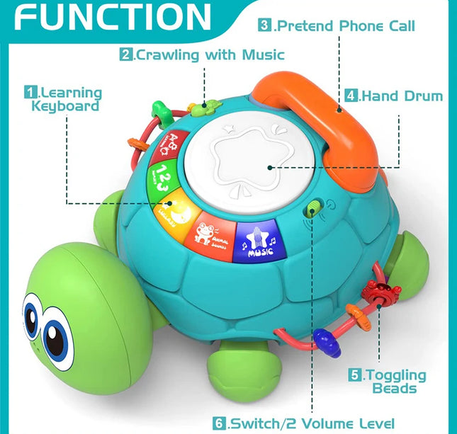 Baby Toys 6-18 Months Music Turtle Crawling Light Sound Music Toy Girl Boy Early Learning Educational Toys Infant Toddler Gifts