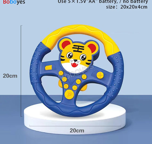 Infant Electric Steering Wheel Toy – Simulation Light & Sound Educational Vocal Toy for Stroller Play