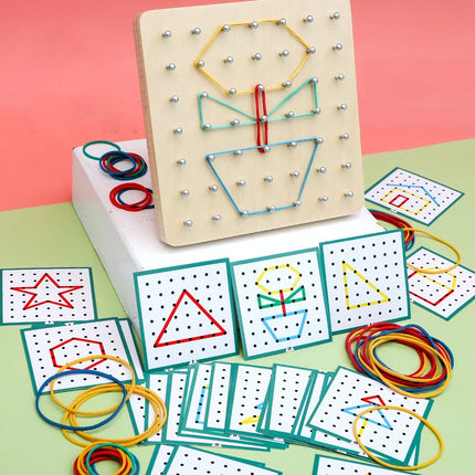 Montessori Geometry Math Teaching Aids For Children Shape Pegboard Puzzle Game Early Childhood Educational Wooden Toys Gifts