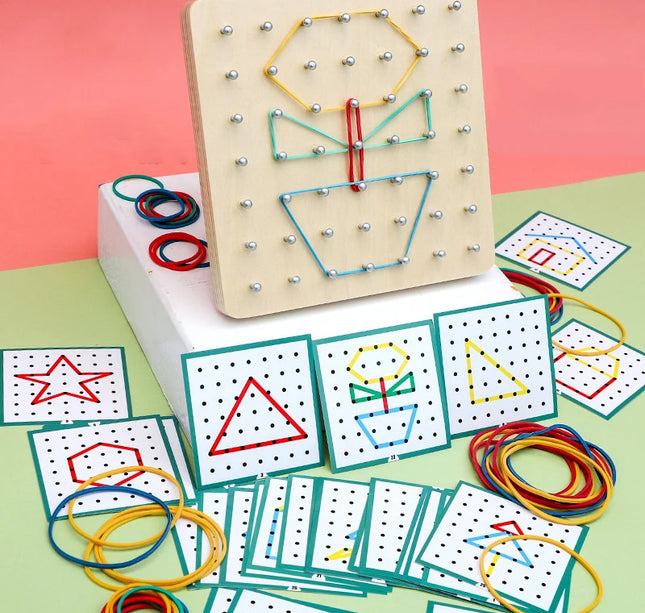 Montessori Geometry Math Teaching Aids For Children Shape Pegboard Puzzle Game Early Childhood Educational Wooden Toys Gifts