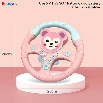 Infant Electric Steering Wheel Toy – Simulation Light & Sound Educational Vocal Toy for Stroller Play