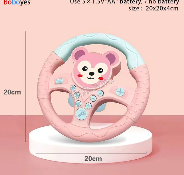 Infant Electric Steering Wheel Toy – Simulation Light & Sound Educational Vocal Toy for Stroller Play