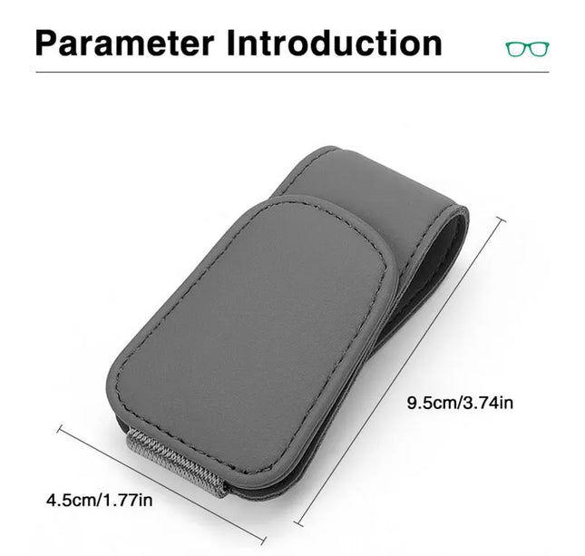 Car Eyeglass Holder Clip – Leather Magnetic Sun Visor Storage for Sunglasses