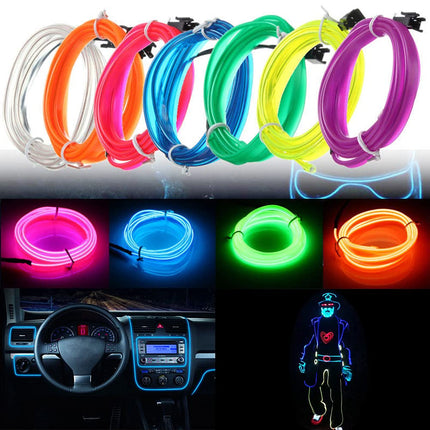 5M Car Interior LED Strip Light – Flexible Neon EL USB Ambient Lighting for DIY Auto & Party Decoration