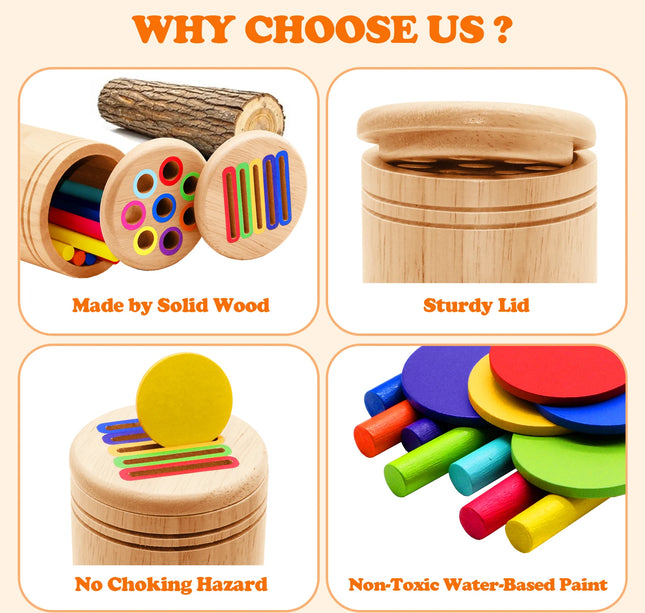 Montessori Wooden Matching Toy – Color Sorting & Balance Stick Educational Set for Kids Fine Motor & Math Skills