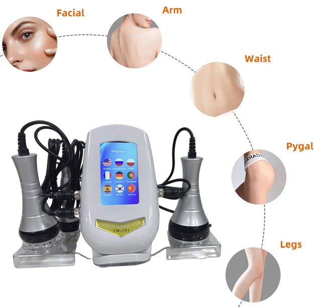 40K 3-in-1 Ultrasonic Body Shaping Instrument Beauty Massage Negative Pressure Slimming Facial Care Beauty Salon Dedicated