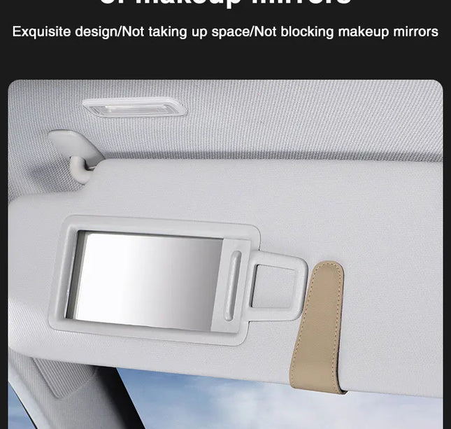 Car Eyeglass Holder Clip – Leather Magnetic Sun Visor Storage for Sunglasses