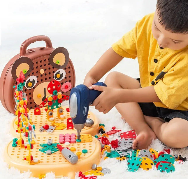 Educational Assembling Toolbox Toy Electric Screwdriver Screwing Repair 4-6 years old Montessori Kids Repair Toolbox Toys