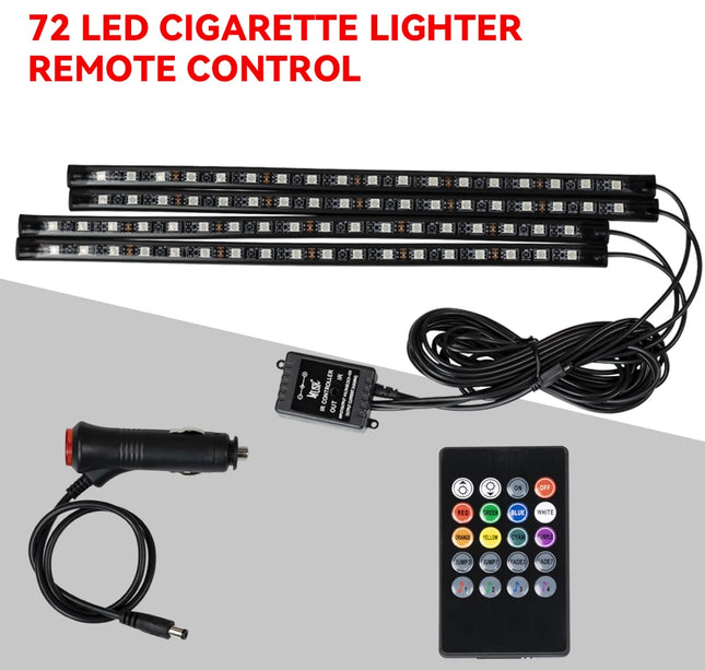 RGB Car Atmosphere Lights – LED Interior Footwell Strip with USB, Remote & Sound Control