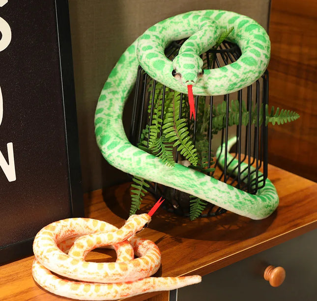 Artificial Python Plush Toy Long Snake Yellow Orange Green Python Plush Toy Decorate The House Holiday Decorations