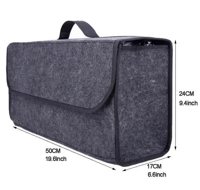 Car Trunk Storage Organizer – Gray Anti-Slip Felt Box for Tools & Boot Compartment