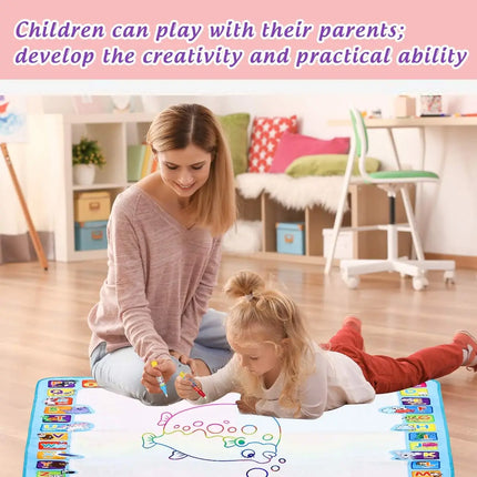 100x80cm Magic Water Drawing Mat – Reusable Doodle Board with Pens Montessori Educational Toy for Kids Gifts