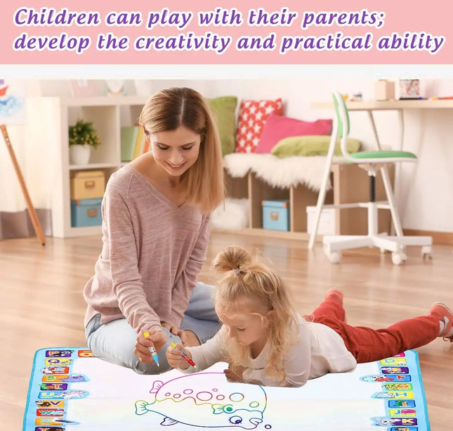 100x80cm Magic Water Drawing Mat – Reusable Doodle Board with Pens Montessori Educational Toy for Kids Gifts