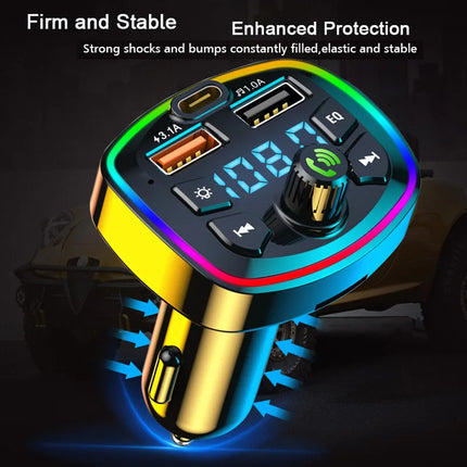 Car Bluetooth FM Transmitter – Wireless 5.0 Audio Receiver with Mic & Dual USB Fast Charger