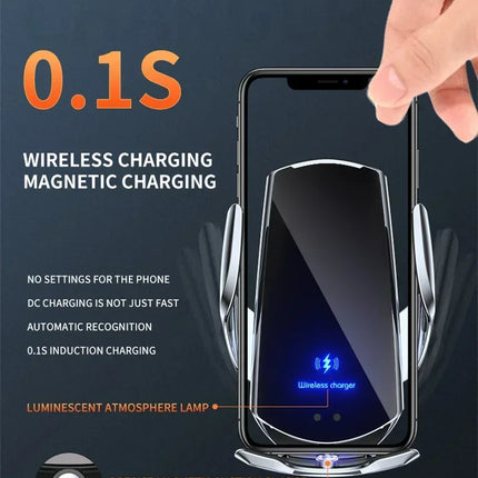 15W Car Magnetic Wireless Charger Automatic Car Mount Phone Holder For iPhone 16 15 For SamsungInfrared Induction Fast Charging