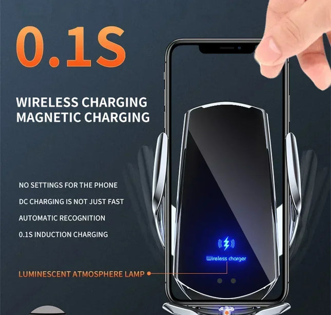 15W Car Magnetic Wireless Charger Automatic Car Mount Phone Holder For iPhone 16 15 For SamsungInfrared Induction Fast Charging