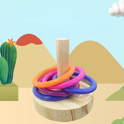 Wooden Parrot Ring Toy – Interactive Educational Exercise Toy for Parakeets & Birds, Random Color