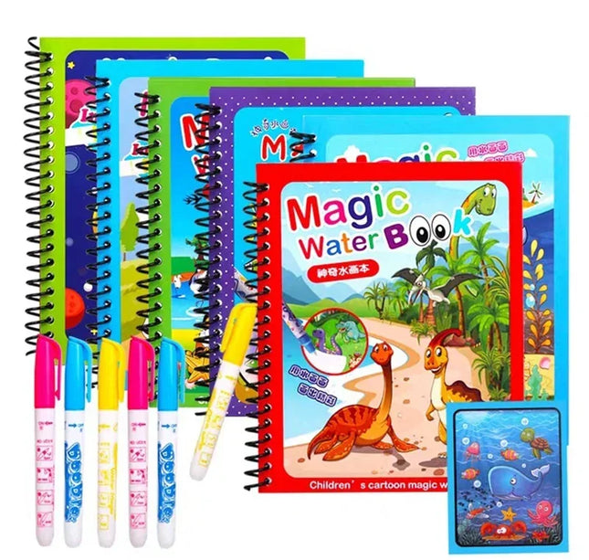 Children Early Education Toys Magical Book with Pen Water Drawing  Toys Gift Reusable Coloring Book Magic Drawing Book