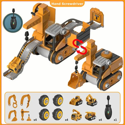 Kids Engineering Vehicle & Electric Drill Set – Educational Assembly Tool Toy with Nuts for Boys Building & Gift