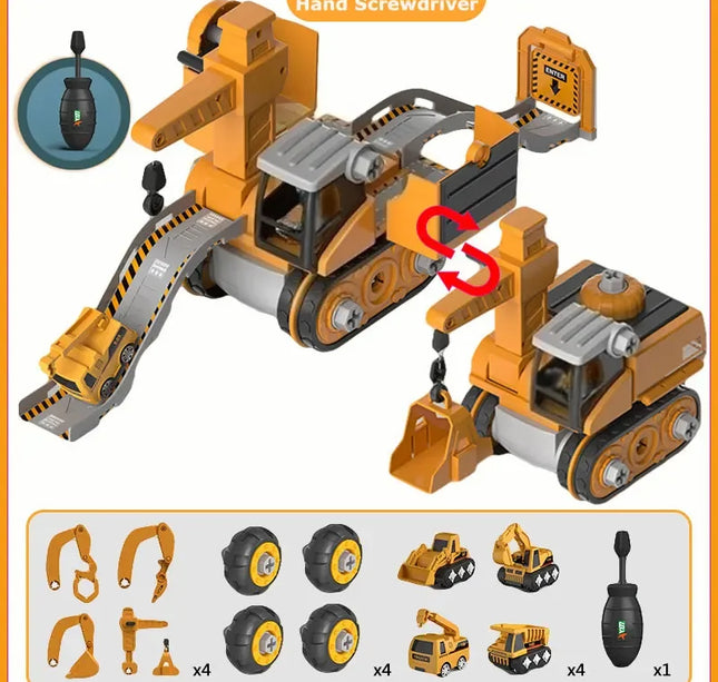 Kids Engineering Vehicle & Electric Drill Set – Educational Assembly Tool Toy with Nuts for Boys Building & Gift