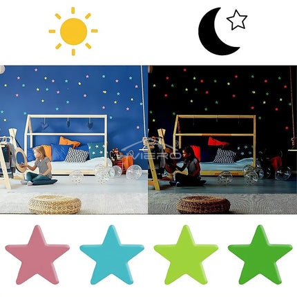 Luminous Star Wall Stickers – 50/100pcs 3cm Glow Decor for Kids & Parties