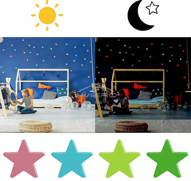 Luminous Star Wall Stickers – 50/100pcs 3cm Glow Decor for Kids & Parties