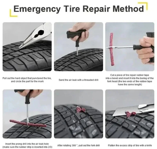 Tubeless Tire Repair Kit – 5–50pcs Plug Tools with Rubber Strips for Car, Truck & Motorcycle