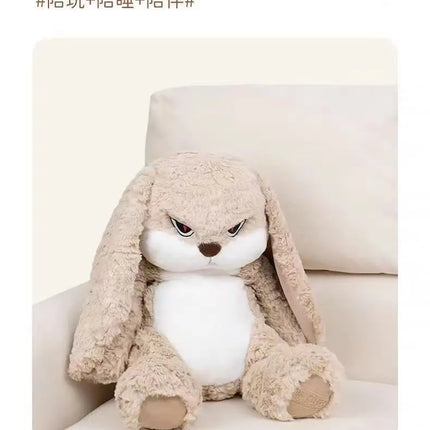 Large Angry Rabbit Plush Toy – Kawaii Stuffed Animal Doll for Room Decor & Birthday Gifts