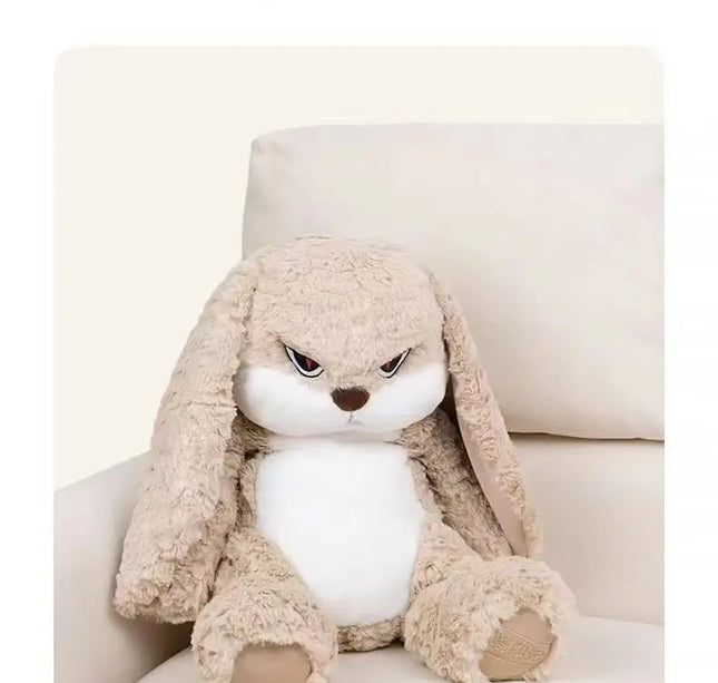 Large Angry Rabbit Plush Toy – Kawaii Stuffed Animal Doll for Room Decor & Birthday Gifts