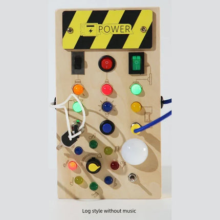 Montessori Wooden Busy Board – Sensory Training Toy with LED Lights & Switches for Early Learning Baby Gift