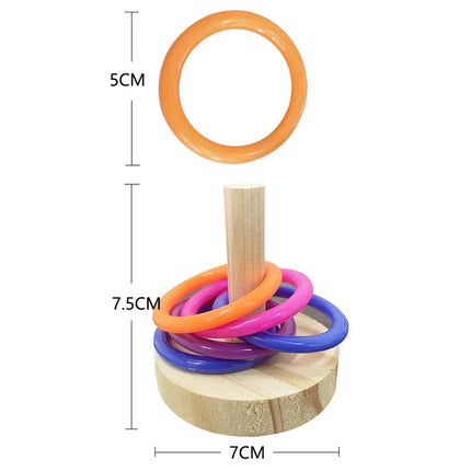 Wooden Parrot Ring Toy – Interactive Educational Exercise Toy for Parakeets & Birds, Random Color