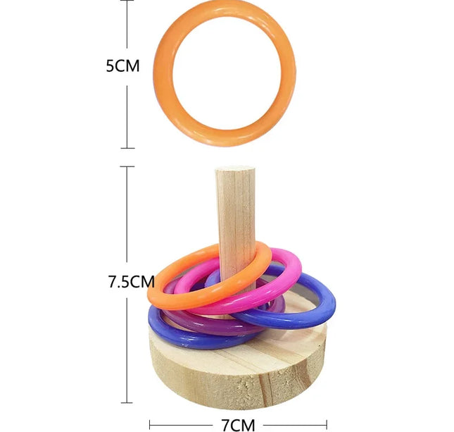 Wooden Parrot Ring Toy – Interactive Educational Exercise Toy for Parakeets & Birds, Random Color