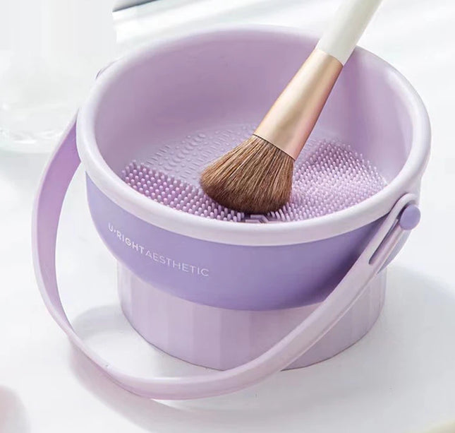 Makeup Brush Cleaning Bowl Beauty Egg Cleaning Tool Storage Set Brush Powder Puff Dry Cleaning Silicone Drying Shelf