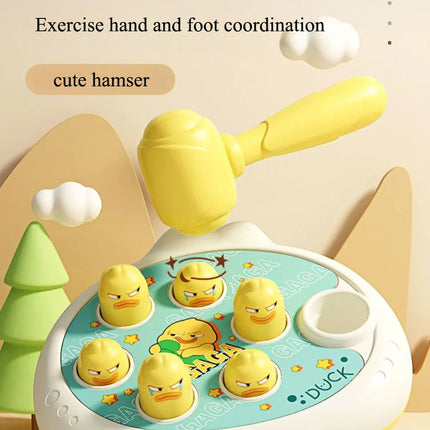 Montessori Animal Puzzle Toy – Duck/Frog/Pig with Hammer for Toddlers (12–24 Months)