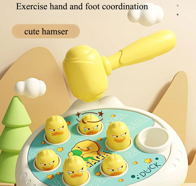 Montessori Animal Puzzle Toy – Duck/Frog/Pig with Hammer for Toddlers (12–24 Months)