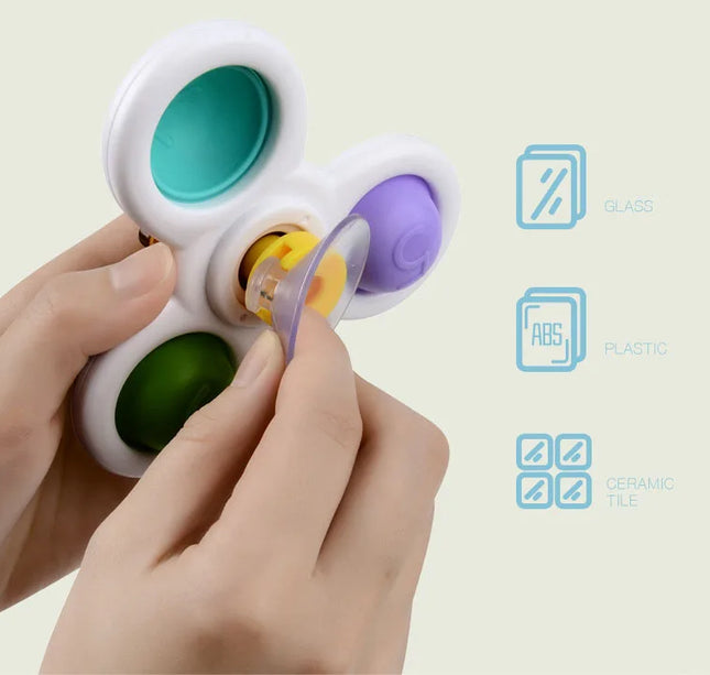 Suction Cup Bath Toys – 3pcs Spinning Rattles for Baby Fun & Education