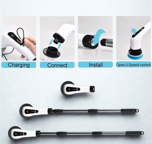 Electric Cleaning Brush 8-in-1 — Cordless Power Scrubber
