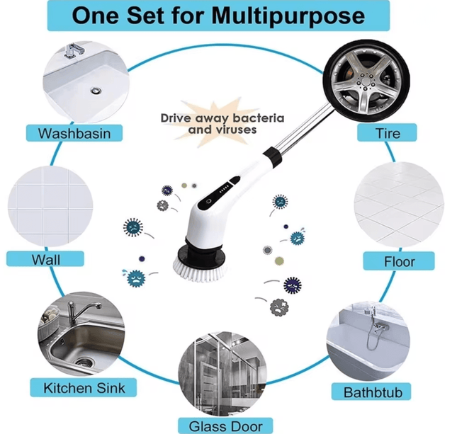 Electric Cleaning Brush 8-in-1 — Cordless Power Scrubber