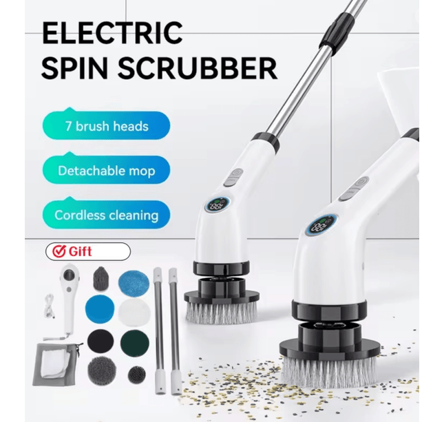 Electric Cleaning Brush 8-in-1 — Cordless Power Scrubber